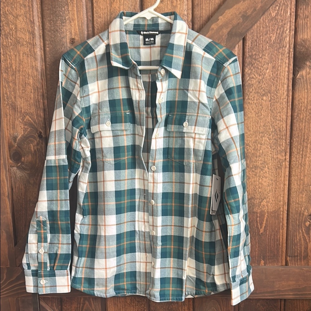 Black Diamond Green and White Button Down Shirt